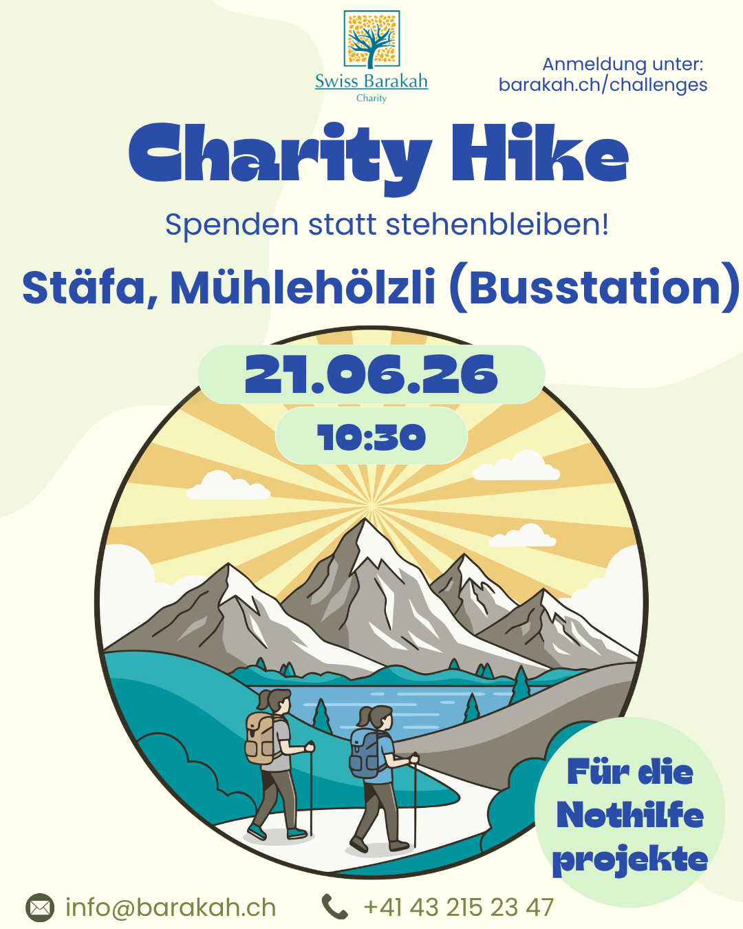 21. Juni 2026, Charity Hike, Wanderung über den Zürichsee